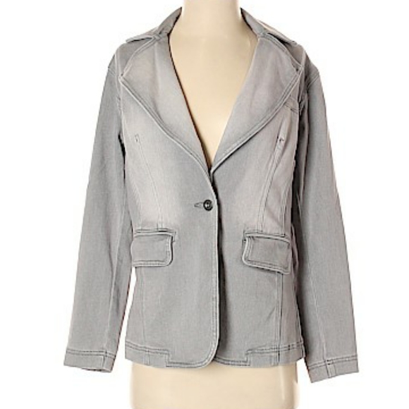 Gray denim jacket Dg^2 By Diane Gilman Blazer - Picture 1 of 2